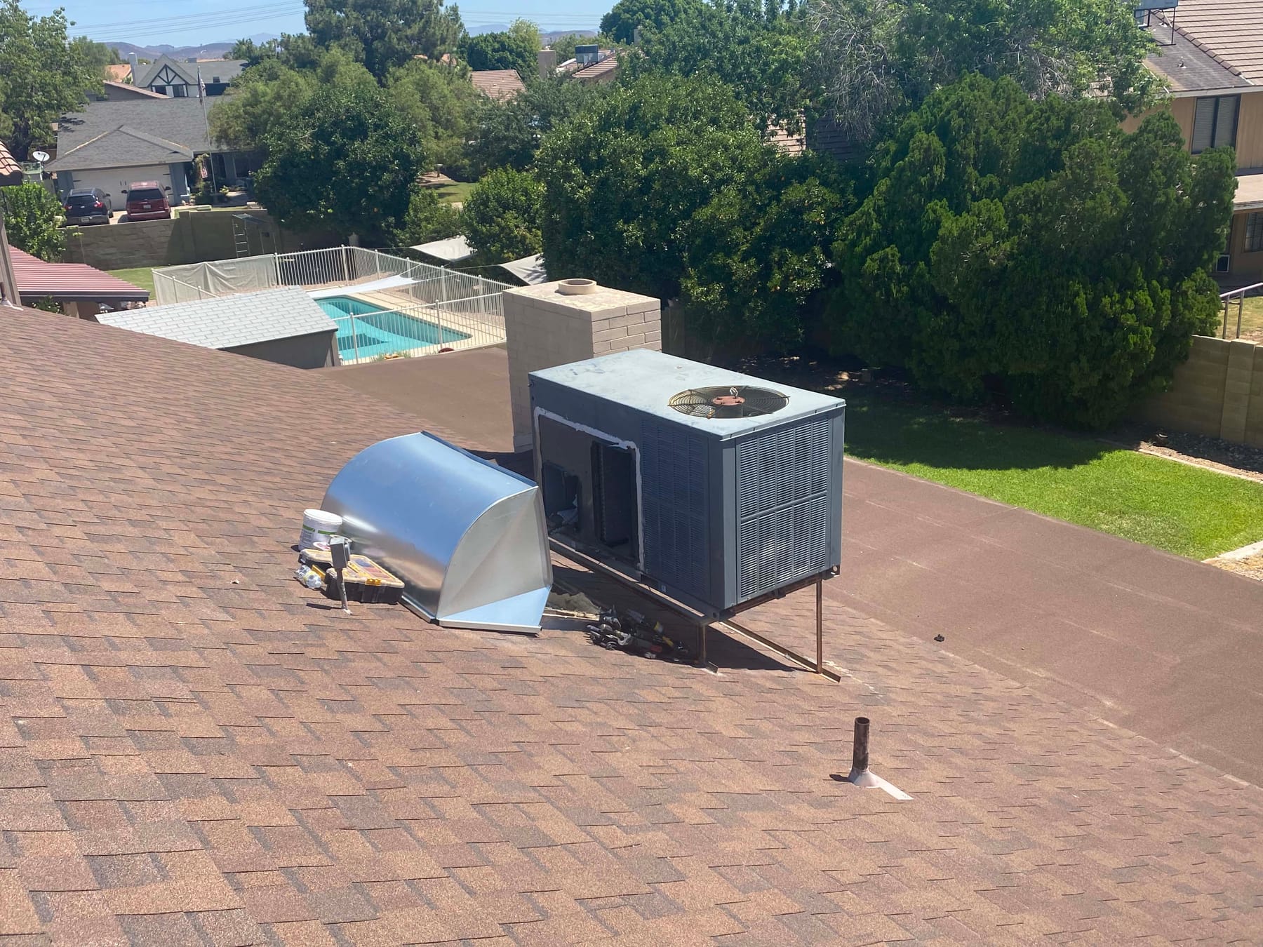 Before HVAC package unit replacement