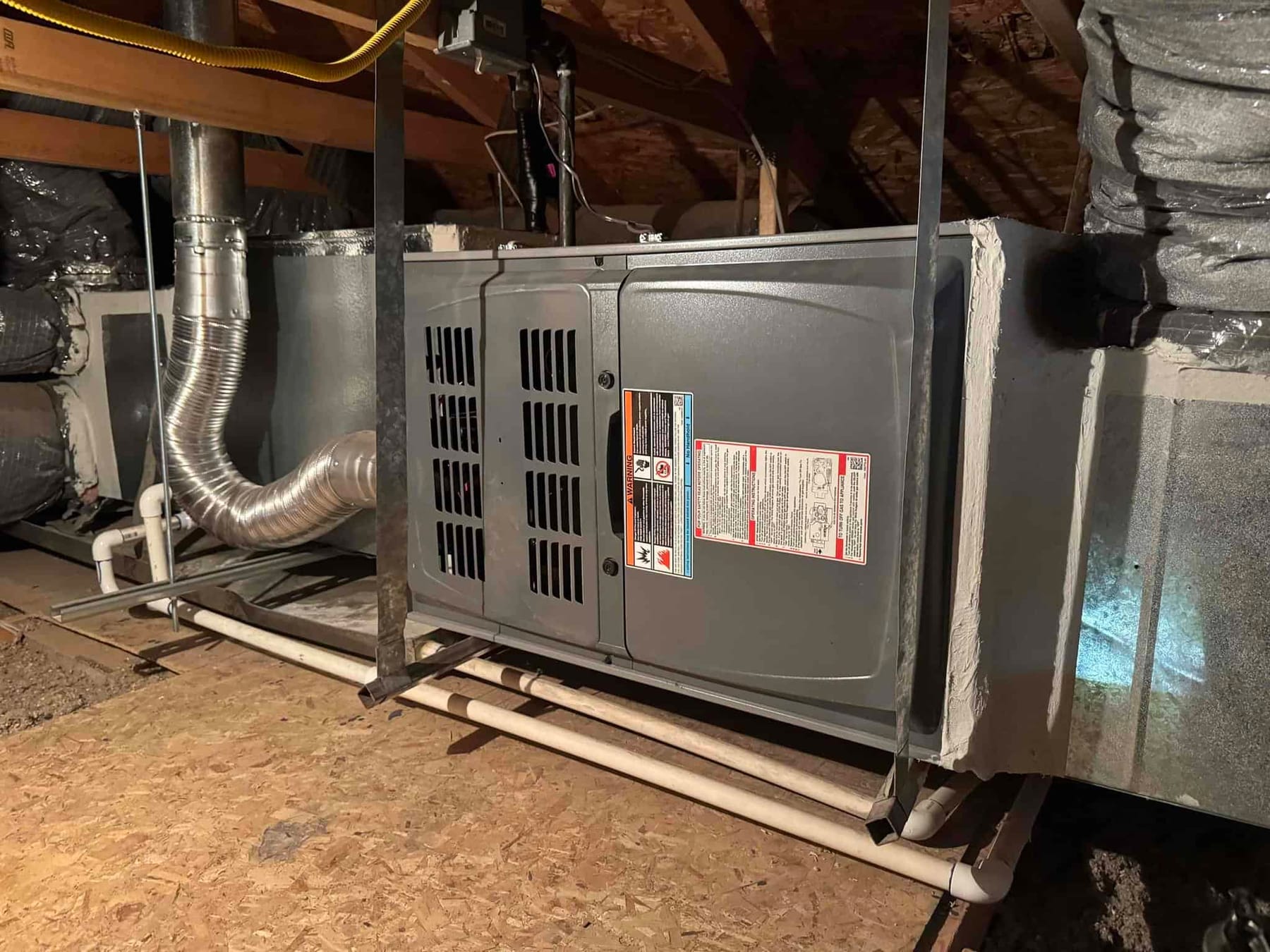 Furnace maintenance in attic