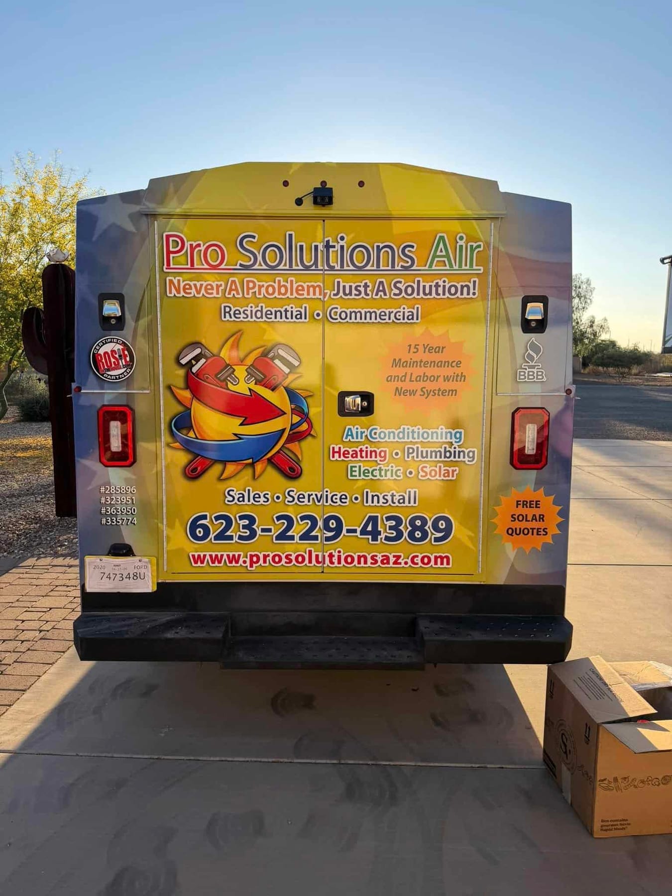 Pro Solutions Air residential and commercial plumbing van in Surprise, Arizona